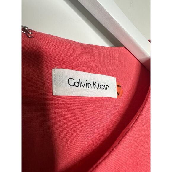 Calvin Klein Size 6 Ruffle Church Scuba Sheath Dress Peach Business Corporate - Picture 8 of 13